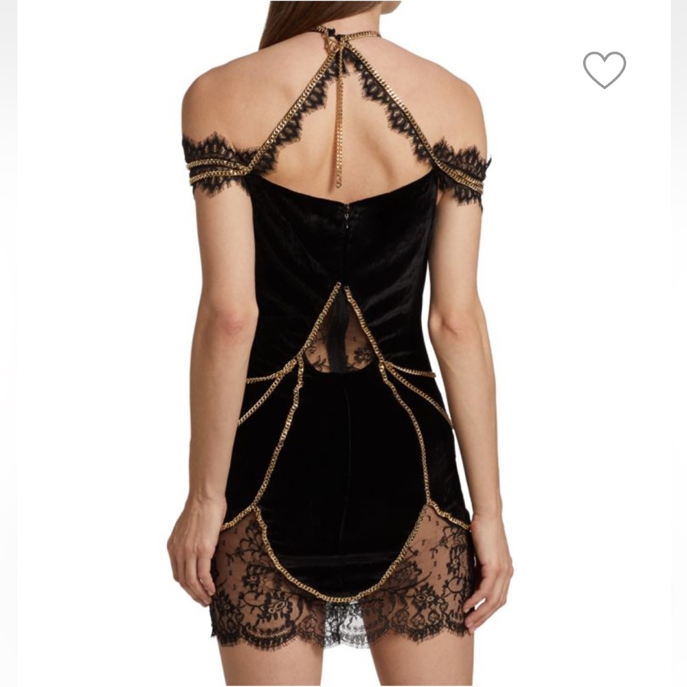 Christian Cowan Velvet Lace & Chains Mini Dress - Picture 3 of 15